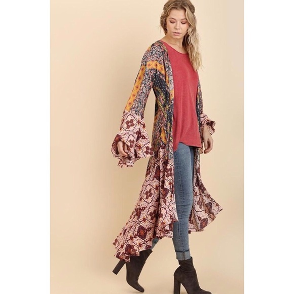 Tops - Sensual Mix Pattern Kimono